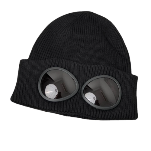 C.P. Company Double Lens Goggle Hat Beanie Black New