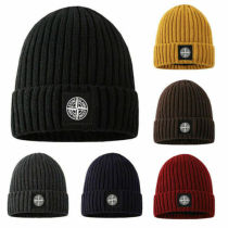 Stone Island Logo Warm Turnup Cap Beanie Knit Stretch Winter Hat