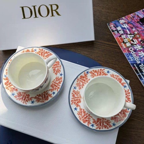 Dior new bone china coffee set couple cups 2 cups 2 saucers Valentine's Day gift