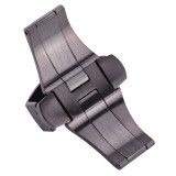 For OFFICINE PANERAI Clasp Buckle Watch Rubber Leather Strap Silver 20mm 22mm