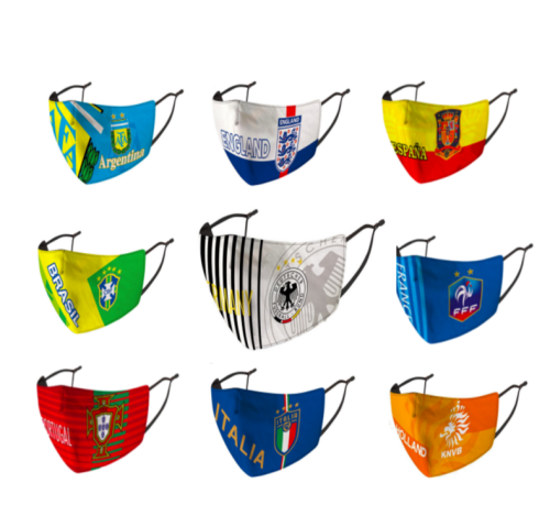 Euro Football Face Mask Cover Comfort Washable Reusable Fabric Adults