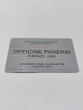 Panerai International Guarantee Card Customizable Numbers