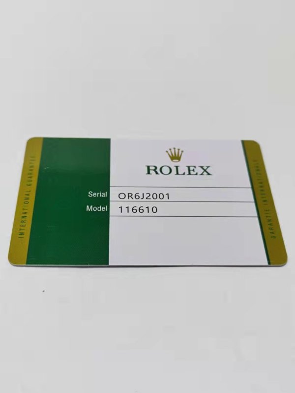 Rolex International Guarantee Card Customizable Numbers