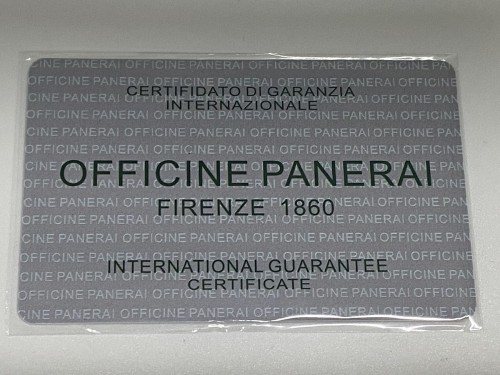 Officine Panerai International Guarantee Card -Customizable Numbers