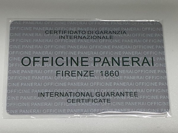 Officine Panerai International Guarantee Card -Customizable Numbers