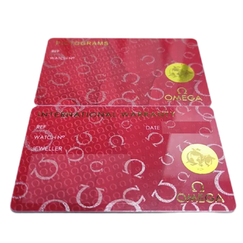 Omega PICTOGRAMS CARD+ INTERNATIONAL WARRANNTY CARD Customizable Numbers one point two