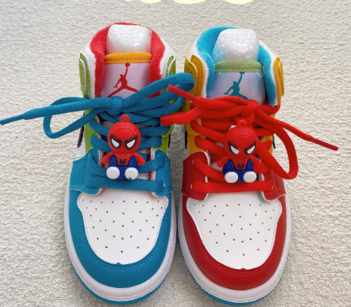 NIKE Air Jordan 1 Kids Shoes Color Block with spider man