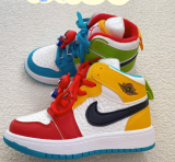 NIKE Air Jordan 1 Kids Shoes Color Block with spider man