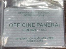 Panerai Warranty Card