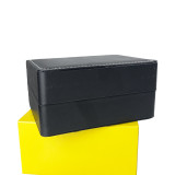 Black plain leather watch box with rounded corners