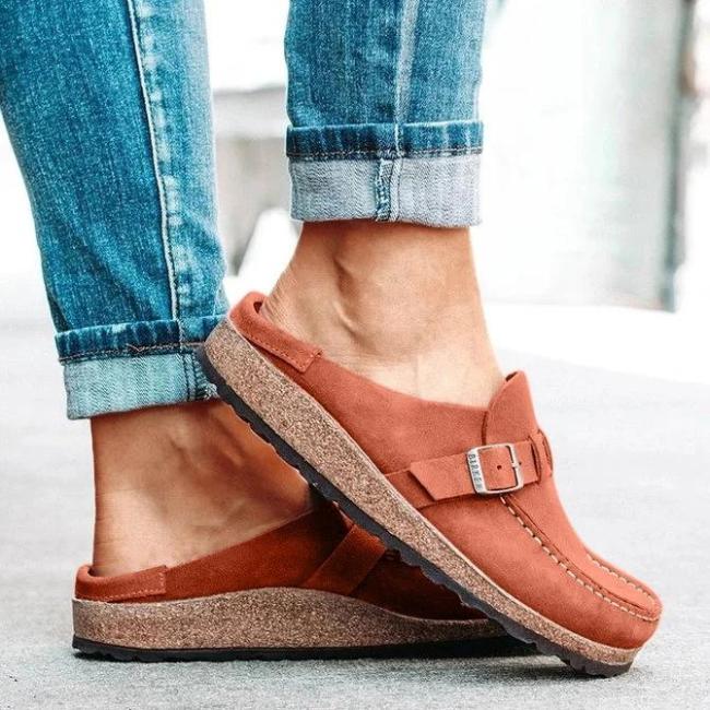 prettyava women casual comfy leather slip on sandals