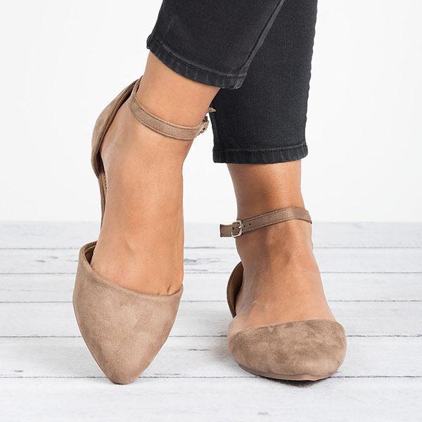 white pointed toe flats with ankle strap