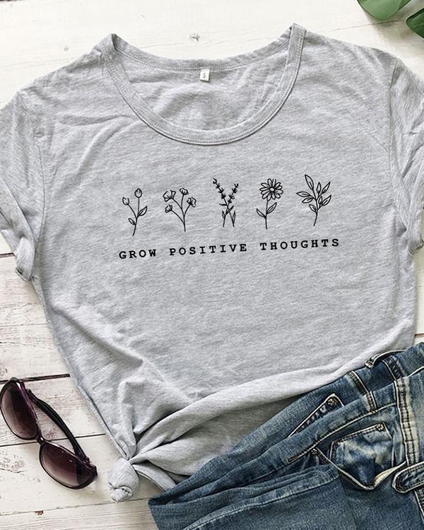 Women Floral Print Tshirt Summer Inspired Slogan Graphic Boho Tee Top Mental Health Shirt