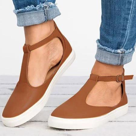 Round Toe Shoes with Adjustable Buckle Sandals