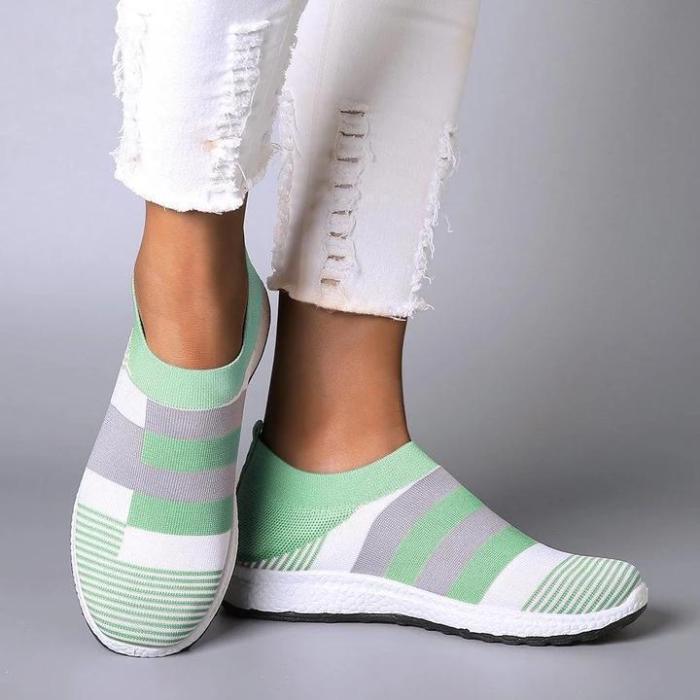 Women Comfy Color Block Sneakers Slip-on Running Shoes