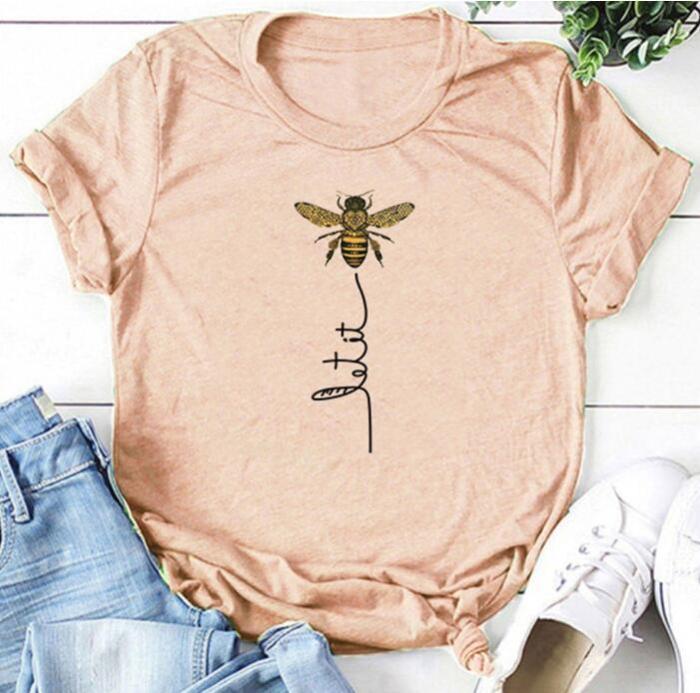 Women Bee Kind T-shirt Aesthetics Graphic Short Sleeve Cotton Polyester T Shirts