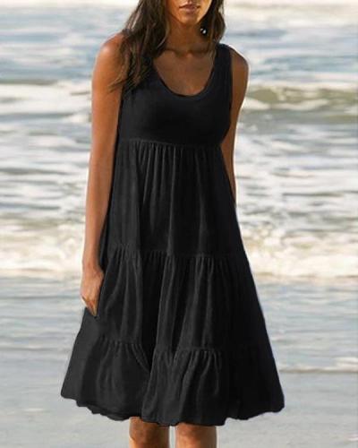 Solid Sleeveless Beach Midi Dress