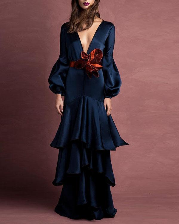 Solid Color  Elegant Women Fashion Maxi Dresses