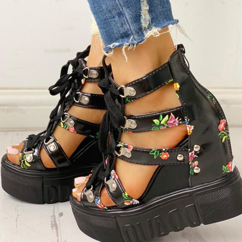 platform shoelaces high sandals