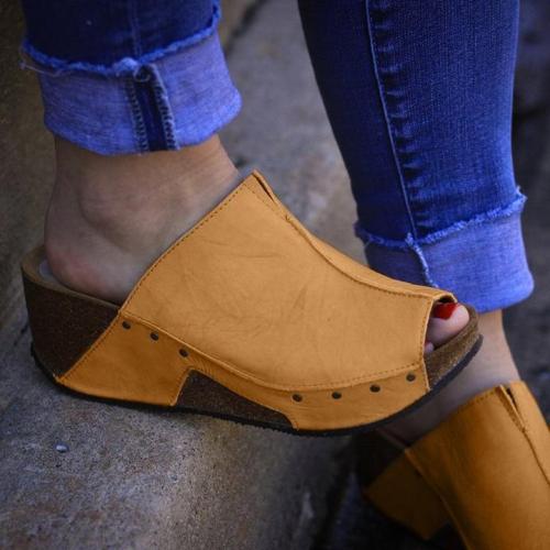 Women Casual Peep Toe Wedge Sandals