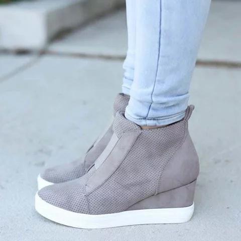 comfort zipper wedge sneakers