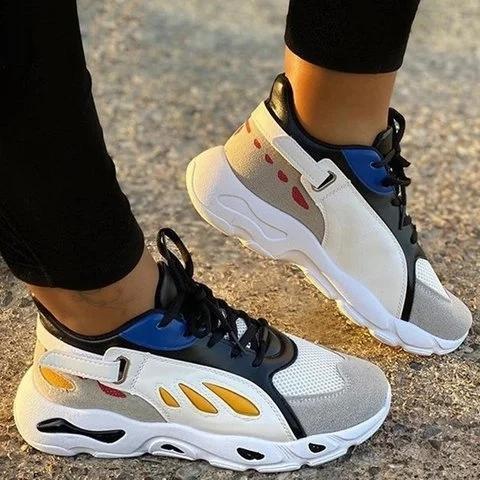 Women Comfy Lace-Up Block Sneakers