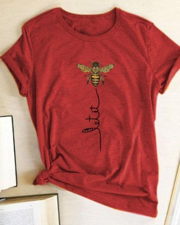 Women Bee Kind T-shirt Aesthetics Graphic Short Sleeve Cotton Polyester T Shirts
