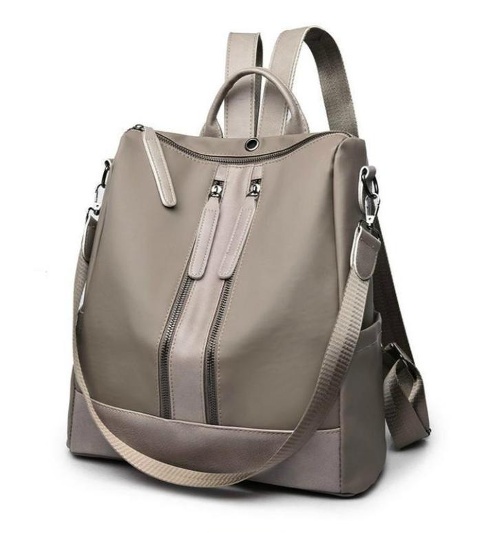 Women Leather Oxford Cloth Shoulder Bag Travel Waterproof Backpack