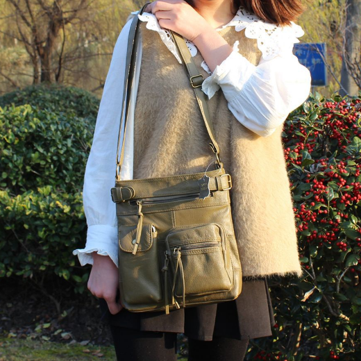 Women Multi-pocket Casual Faux Leather Crossbody Bag