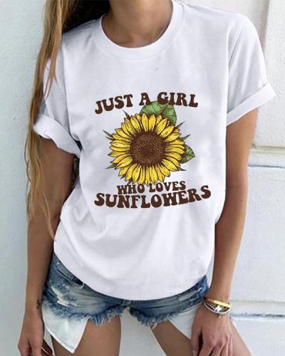 Sunflower Women Short Sleeve Shirt Printed Tops