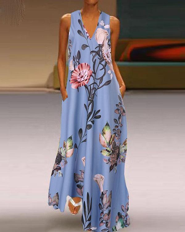 Fashion Summer Sundress Women Long Maxi Vestidos Floral Printed Bohemian Dress