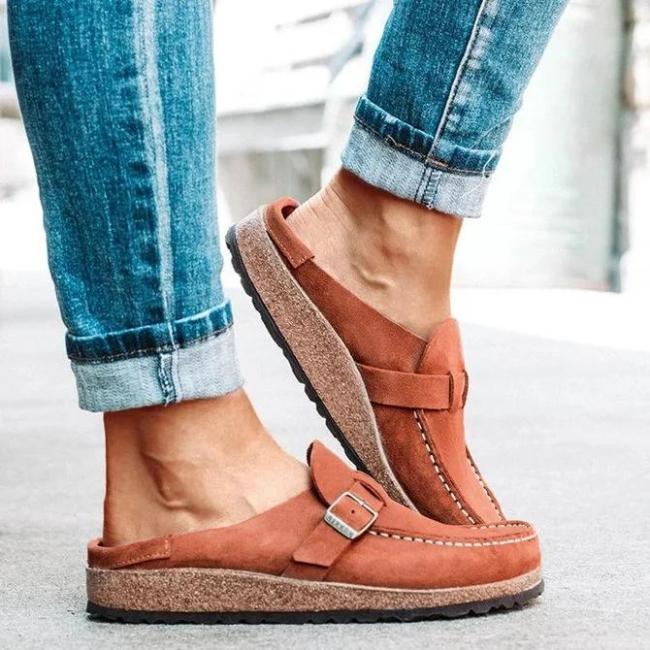 prettyava women casual comfy leather slip on sandals