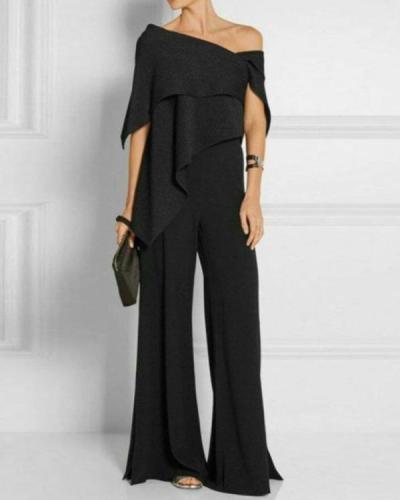 Fashion Off-Shoulder Pure Colour Jumpsuit