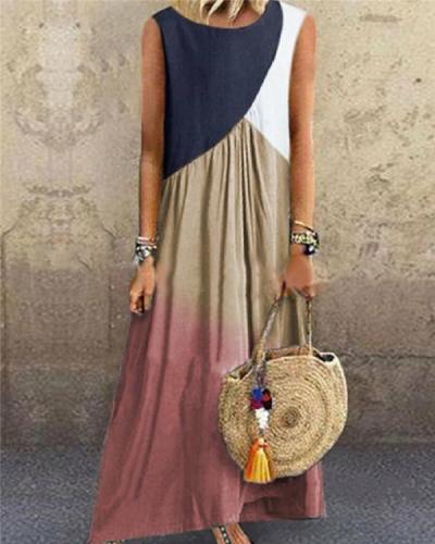 Us 32 9 Irregular Patched Color Casual Daily Fashion Maxi