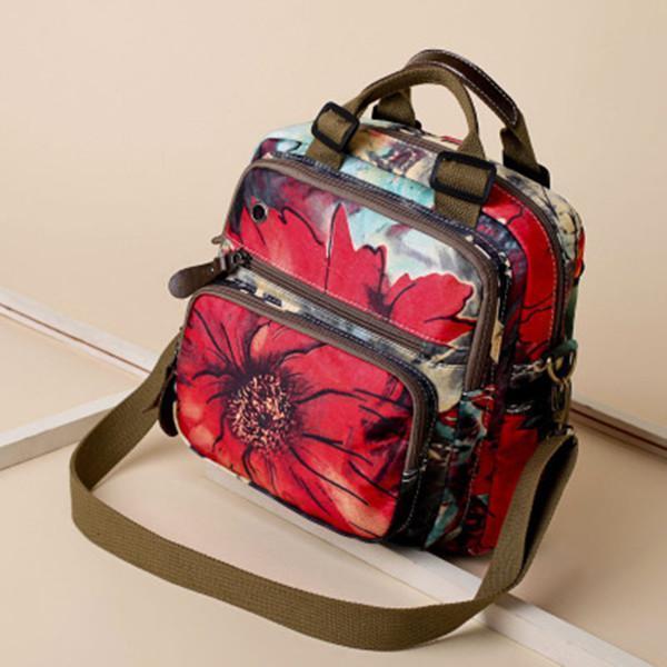 Outdoor Flower Pattern Backpack Crossbody Bag