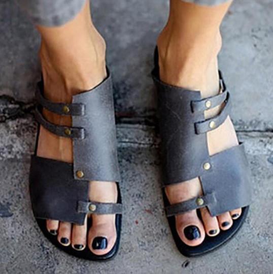 plain flat peep toe sandals