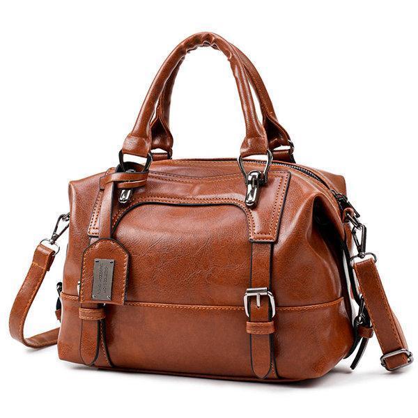 US$ 39.52 - Vintage PU Leather Boston Handbag Shoulder Bag - www ...