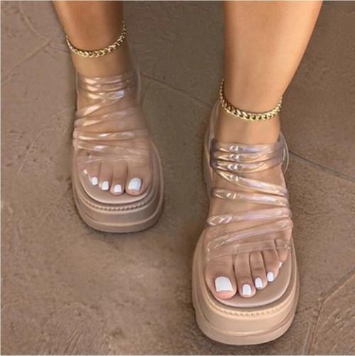 Color Summer Wedge Heel Pvc Sandals