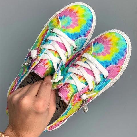 Color Daily Summer Cloth Lace-Up Sneakers