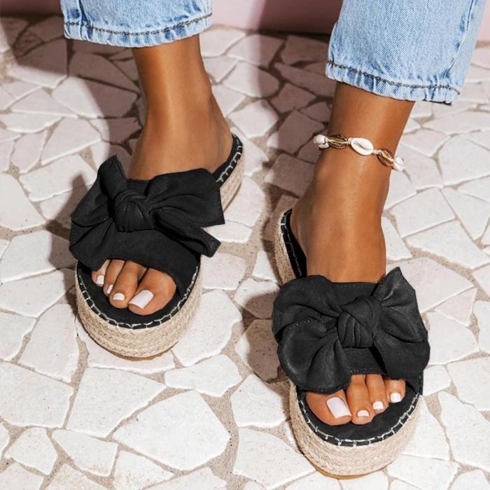 Women Casual Bowknot Muffin Slippers