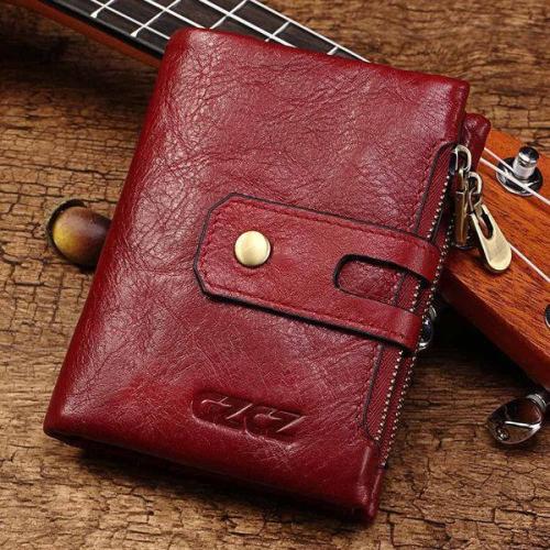 Genuine Leather Bifold Wallet Female Small Wallet Money Bag Coin Purses