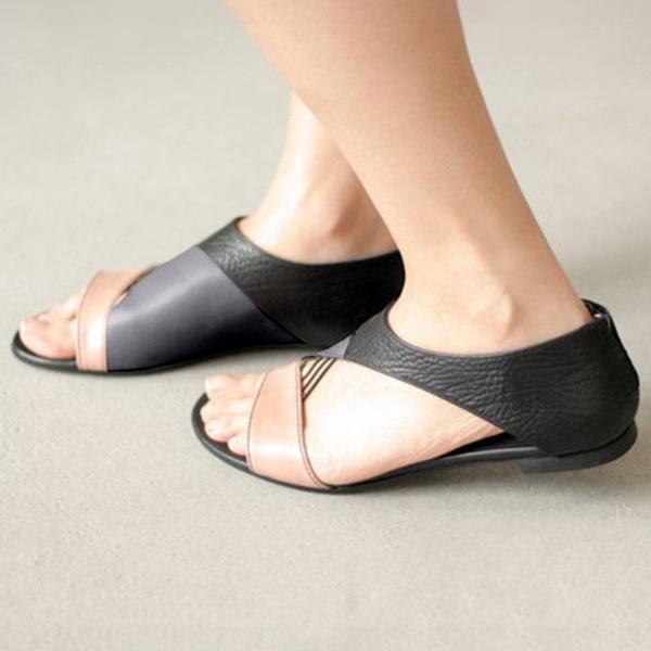 Simple Stitching Color Flat Sandals