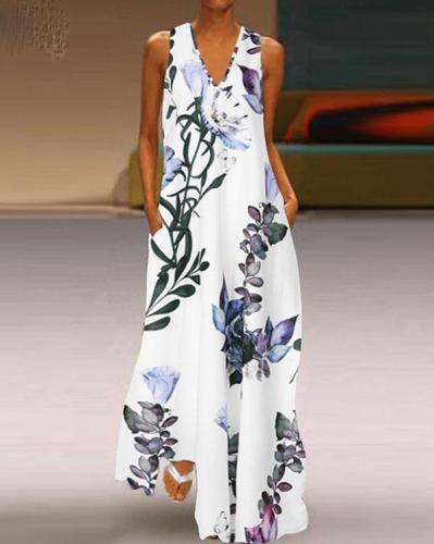 Fashion Summer Sundress Women Long Maxi Vestidos Floral Printed Bohemian Maxi Dress