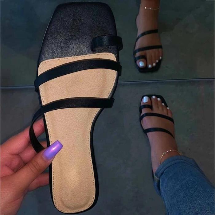Flat With Slip-On Toe Ring Summer PVC Slippers