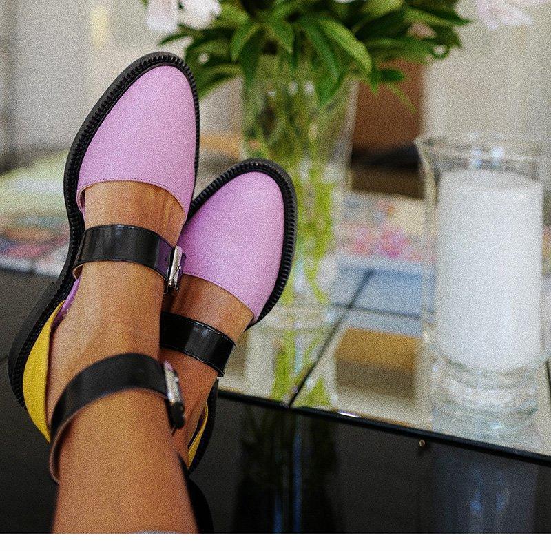 US$ 45.99 - 2019 Fashion Trends Low Heel Color block Buckle Flats - www.lokeeda.com