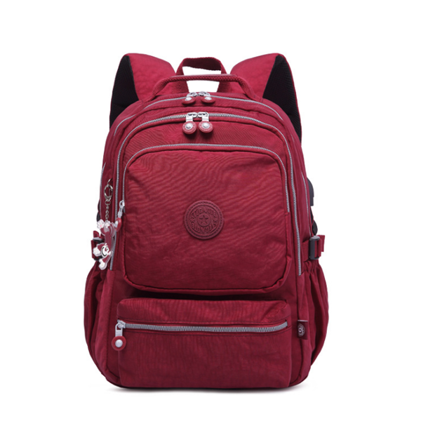 Nylon USB Rechargeable Backpack Outdoor Travel Student Bag