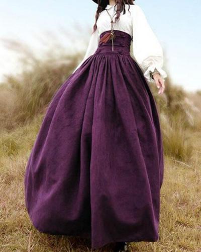 Fashion Vintage High Waist Maxi Swing Skirt