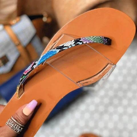 Women Jelly Transparent Slippers Flat Heel Clear Summer  Sandals