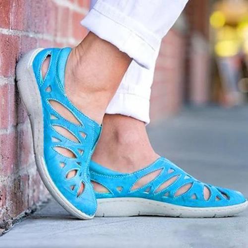 Fashion Breathable Cut Out Slip On Flat Sandals
