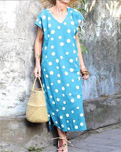Bohemian Polka Dots Holiday Daily Fashion Maxi Dresses